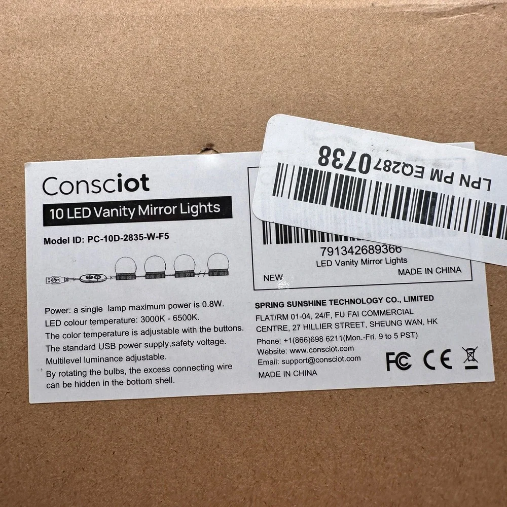 Consciot PC-10D-2835-W-F5 10 Dimmable Bulbs LED Vanity Lights For Mirror Adju